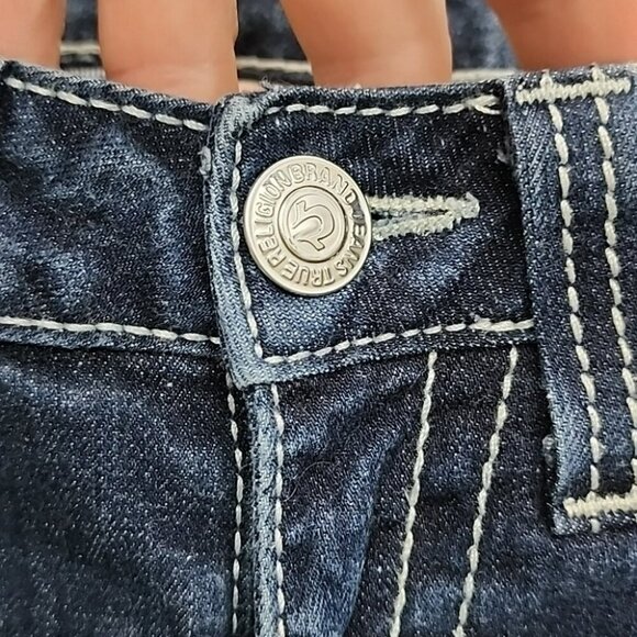 True Religion Women's  Denim Skinny Dark Wash Blue Jeans White Stitch Size 27 - Picture 4 of 16